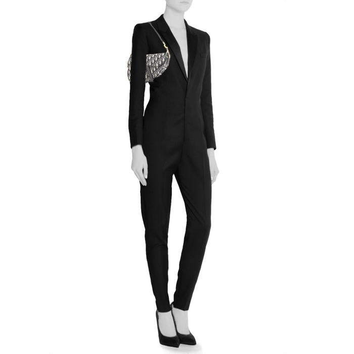 Sac à main Dior Saddle en toile monogram Oblique bleue et cuir bleu - Detail D1