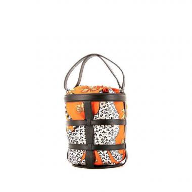 Bolso de mano Hermès Musardine en seda naranja y cuero epsom negro