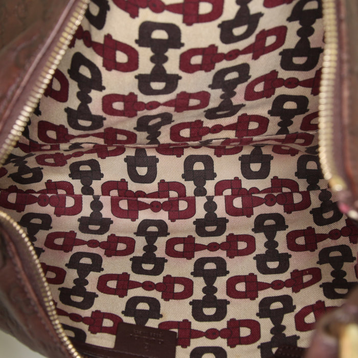 Borsa Gucci Vintage in pelle marrone con motivo - Detail D2