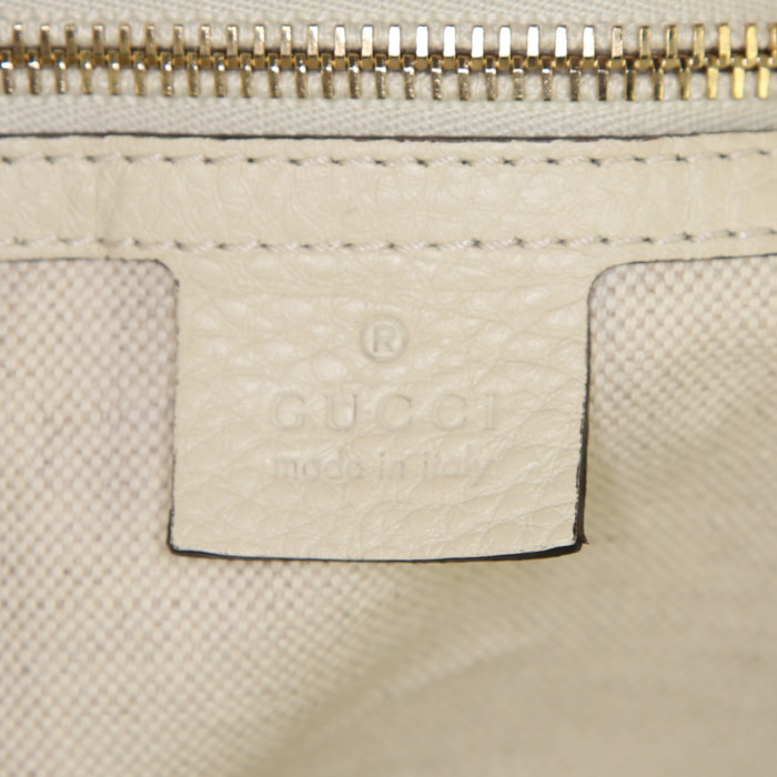 Gucci Bamboo shopping bag in white leather - Detail D4