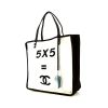 Chanel Editions Limitées shopping bag in white and black logo canvas - 00pp thumbnail