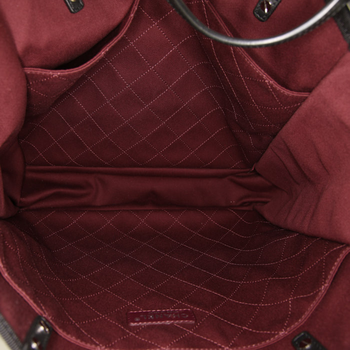 Sac cabas Chanel Editions Limitées en toile siglée blanche et noire - Detail D2