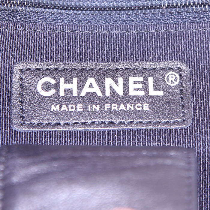 Borsa a tracolla Chanel Messenger in tweed blu e multicolore e pelle blu - Detail D3