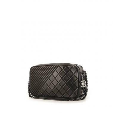 Bolso bandolera Chanel Camera en cuero acolchado negro