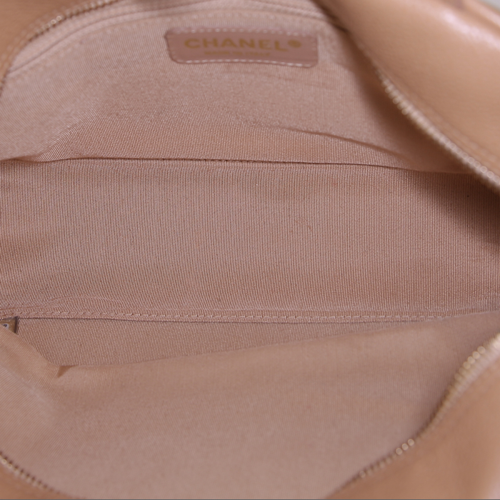 Borsa Chanel Boston in pelle martellata e trapuntata beige - Detail D2