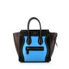 Celine Luggage Micro handbag in blue, black and plum tricolor leather - 360 thumbnail