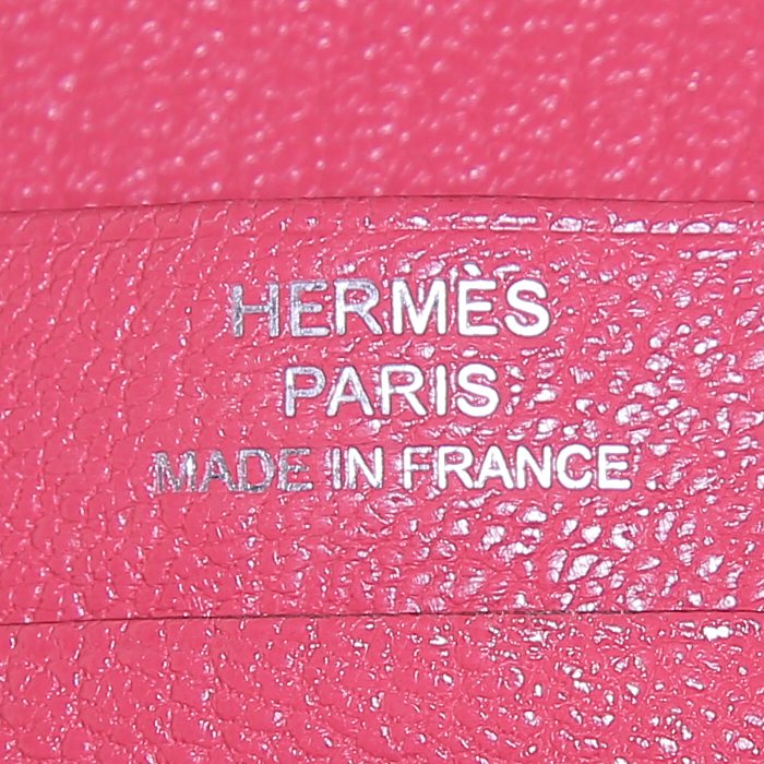 Portefeuille Hermes Azap en cuir Mysore rose-fushia - Detail D3