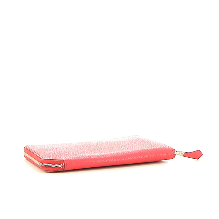 Portefeuille Hermes Azap en cuir Mysore rose-fushia - Detail D4