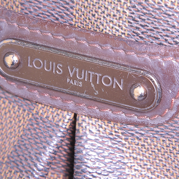 Bolso bandolera Louis Vuitton Bloomsbury en lona a cuadros revestida ébano y cuero esmaltado marrón - Detail D3