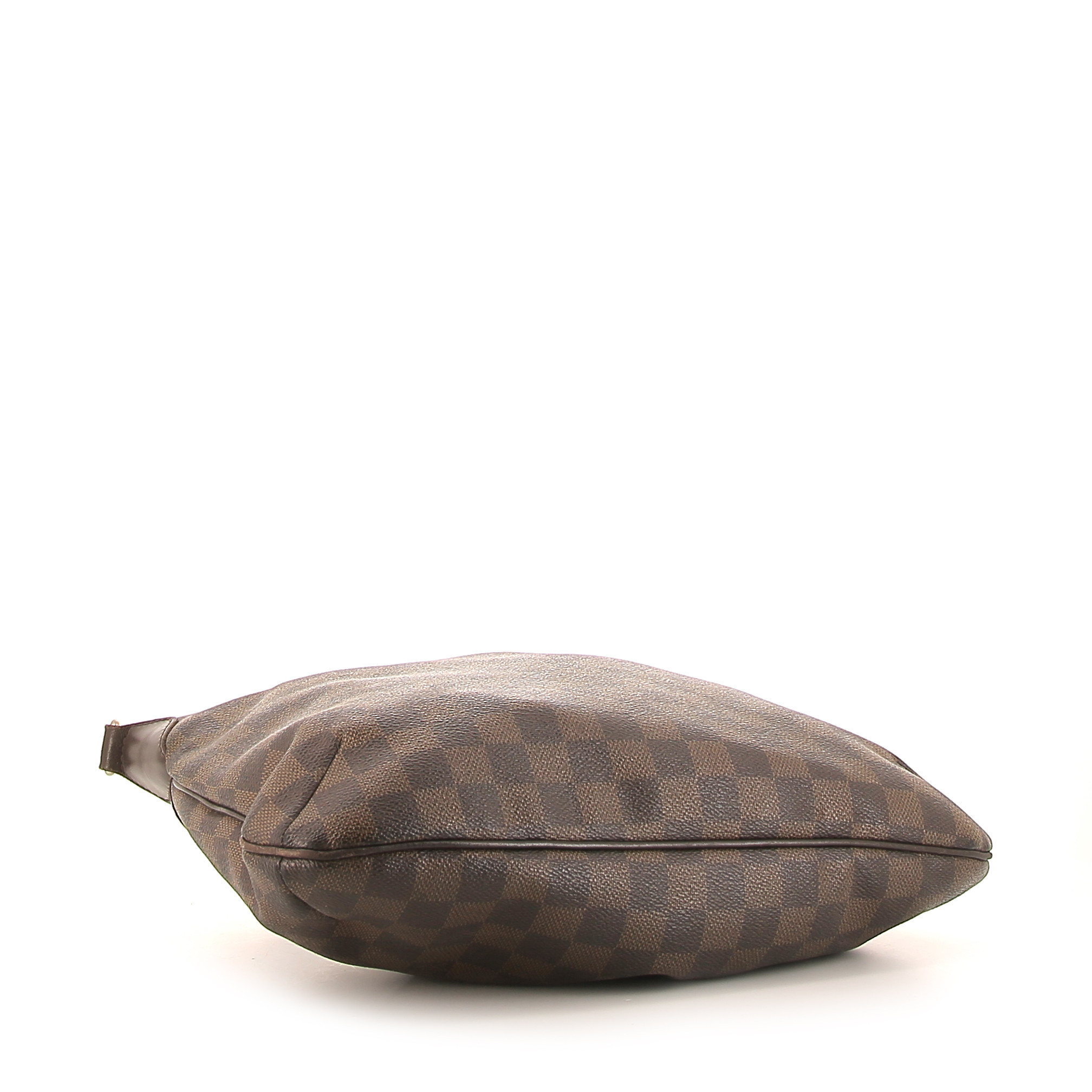 Sac bandoulière Louis Vuitton Bloomsbury en toile damier enduite ébène et cuir glacé marron - Detail D4