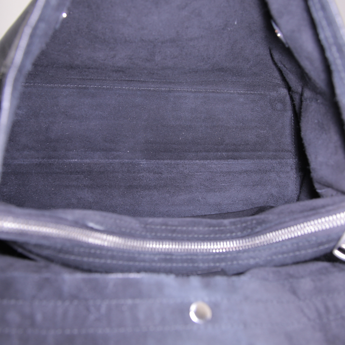 Saint Laurent handbag in black patent leather and black python - Detail D2