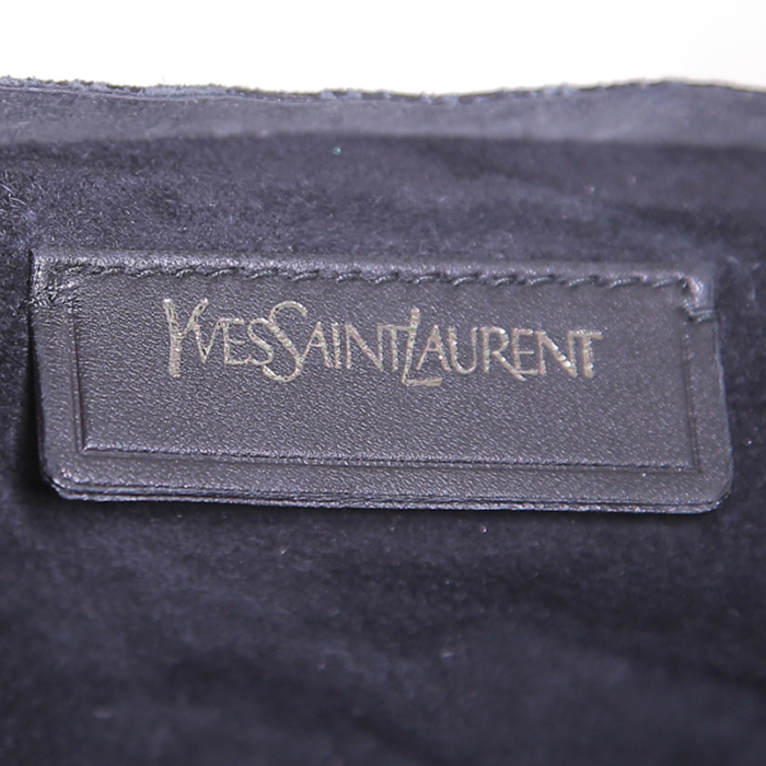 Borsa Saint Laurent in pelle verniciata nera e pitone nero - Detail D3