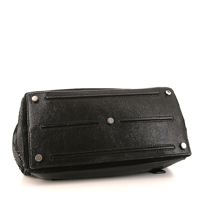 Saint Laurent handbag in black patent leather and black python - Detail D4