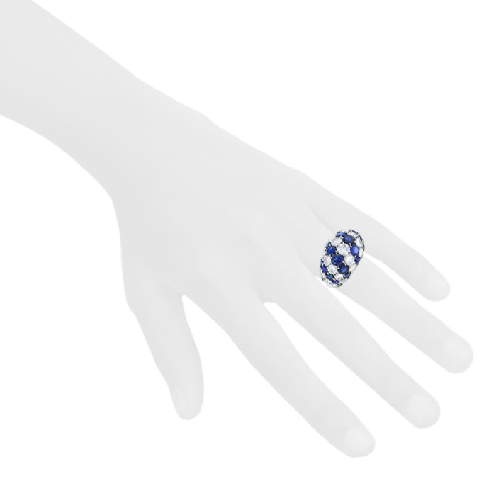 Van Cleef & Arpels 1960's Cocktail ring in platinium, sapphires and diamonds - Detail D2