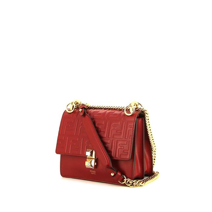 Baguette Chain Midi - Red nappa leather bag | Fendi