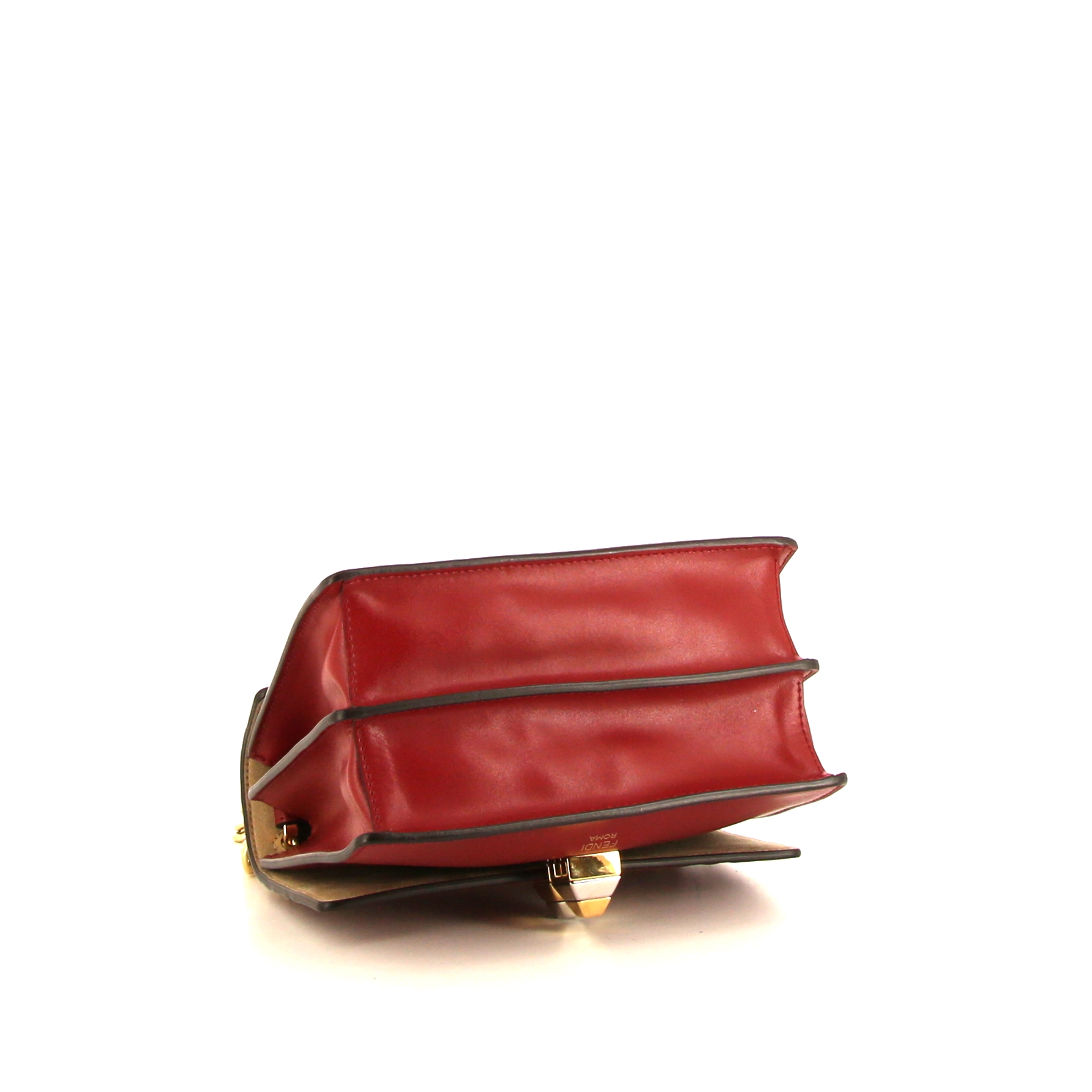 Fendi Kan I shoulder bag in red monogram leather - Detail D5