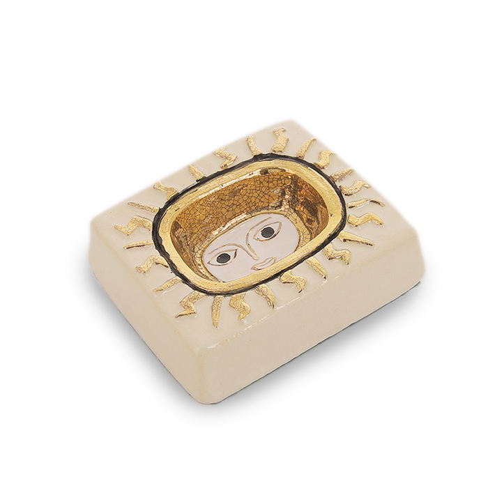 Mithé Espelt, "Sun" jewelry tray, in embossed and glazed earthenware, crackled gold, around 1958 - Detail D1
