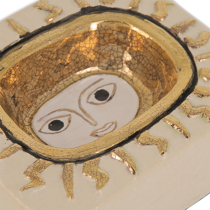 Mithé Espelt, "Sun" jewelry tray, in embossed and glazed earthenware, crackled gold, around 1958 - Detail D2