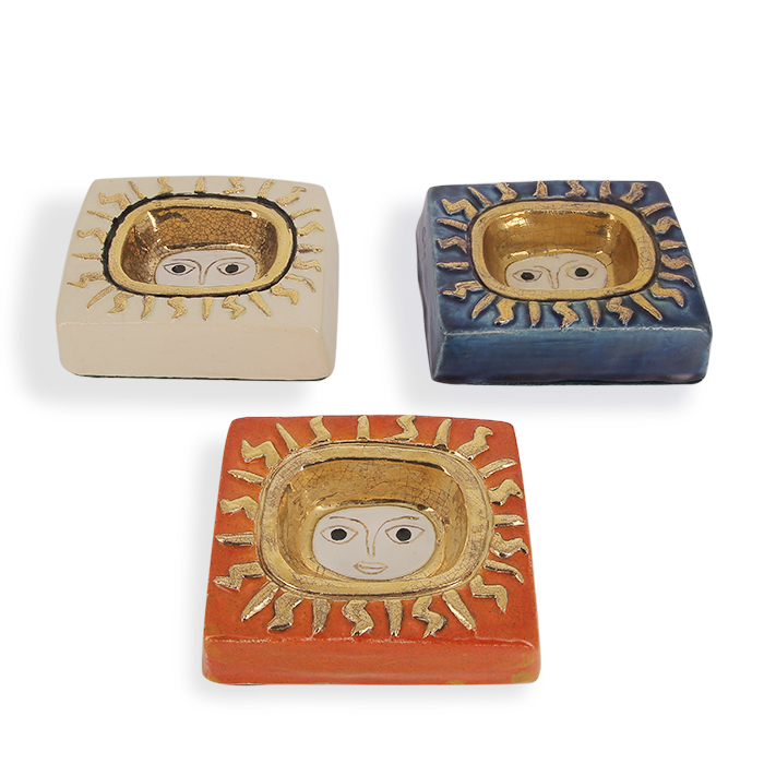 Mithé Espelt, "Sun" jewelry tray, in embossed and glazed earthenware, crackled gold, around 1958 - Detail D3