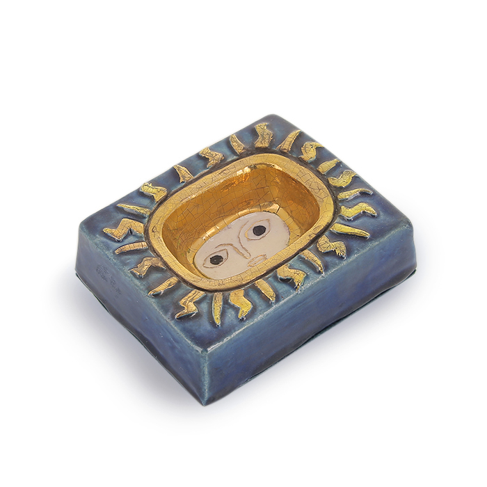 Mithé Espelt, "Sun" jewelry tray, in embossed and glazed earthenware, crackled gold, around 1958 - Detail D1