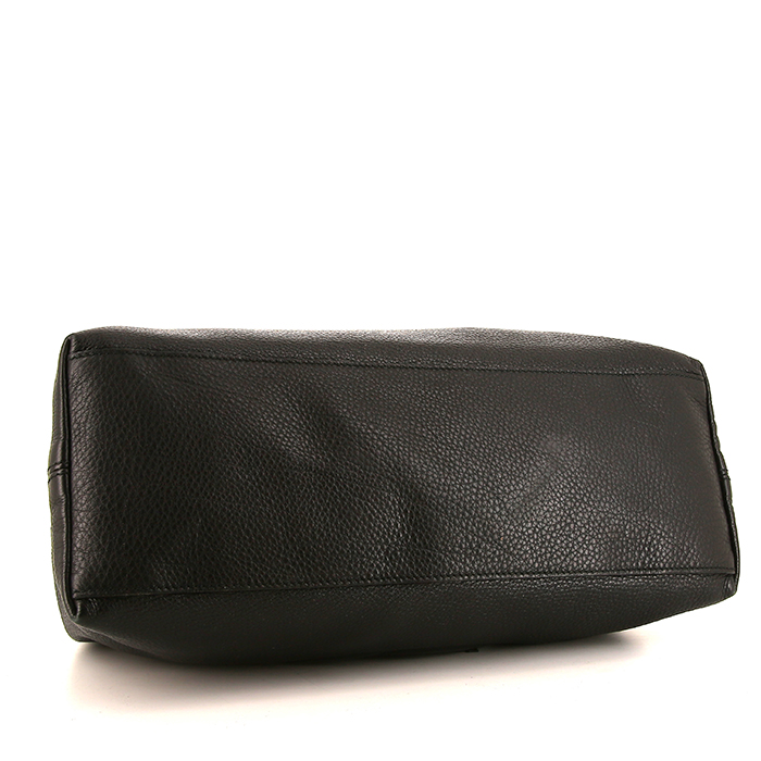 Sac cabas Gucci Soho en cuir grainé noir - Detail D5
