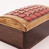 Mithé Espelt, rare small "Trésors" chest, in embossed and glazed earthenware, crackled gold, oak base, around 1953 - Detail D2 thumbnail