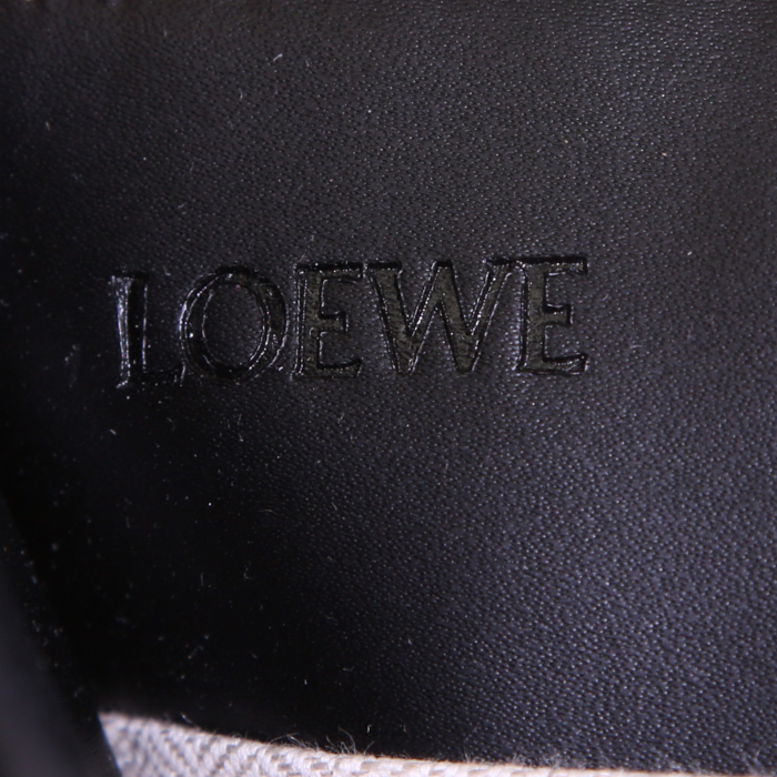 Shopping bag Loewe Anagram in tessuto monogrammato beige e pelle nera - Detail D3