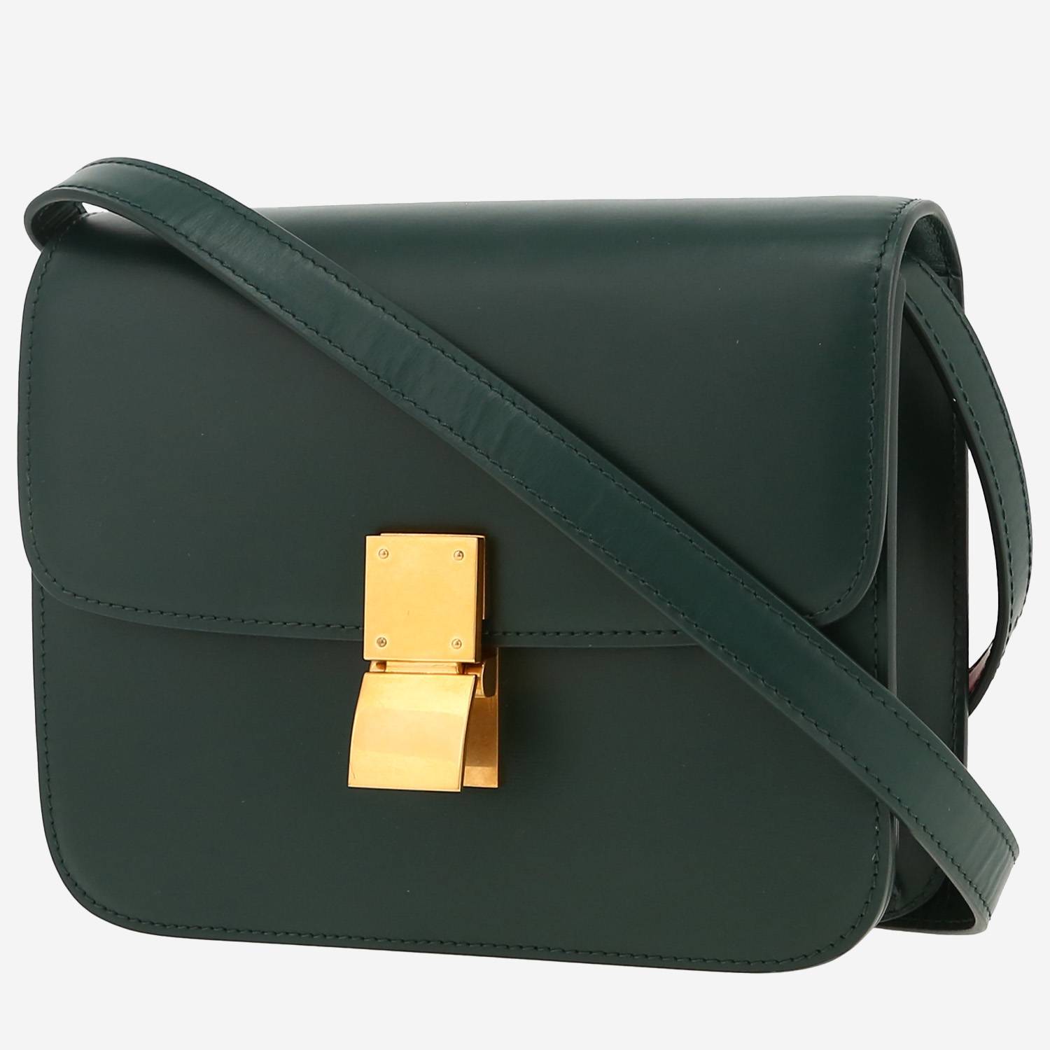 Bolso bandolera Celine Classic Box Teen en cuero box verde pino