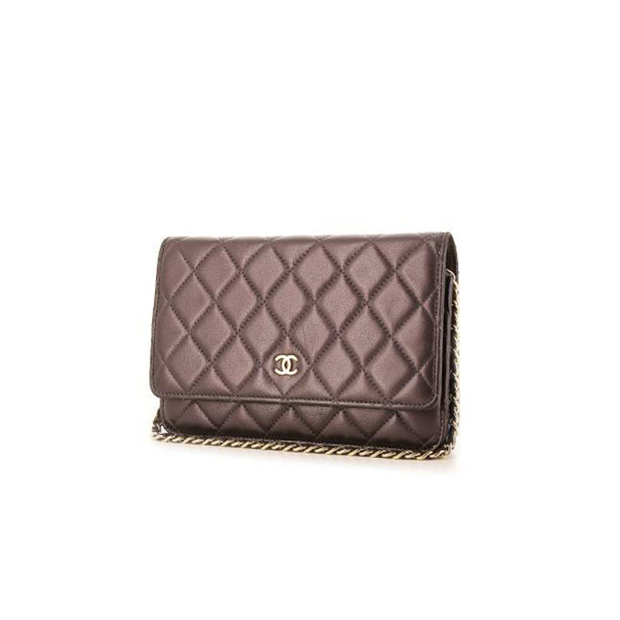 Chanel Wallet on Chain shoulder bag in purple quilted leather - 00pp