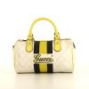 Bolso de mano Gucci Boston en lona Monogram blanca y cuero amarillo - 360 thumbnail