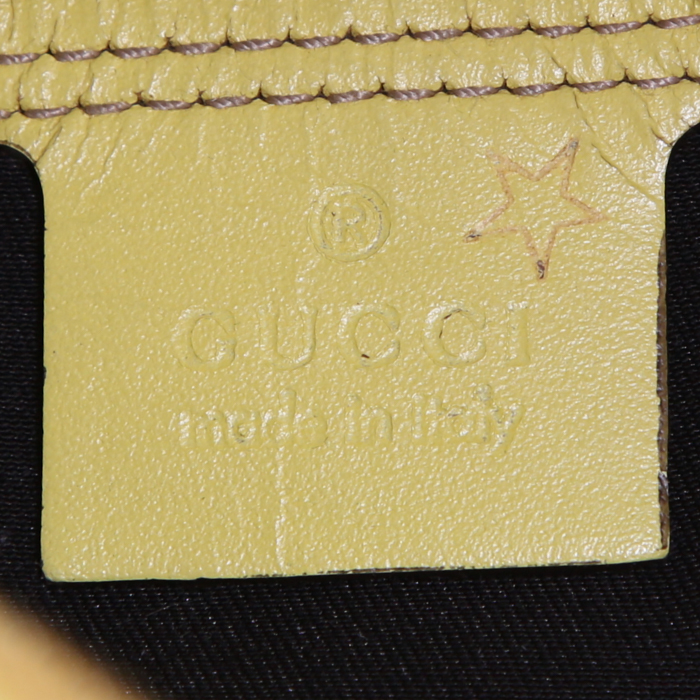 Borsa Gucci Boston in tela monogram bianca e pelle gialla - Detail D3