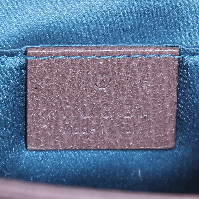 Borsa a tracolla Gucci Ophidia modello piccolo in tela monogram beige e pelle marrone - Detail D3