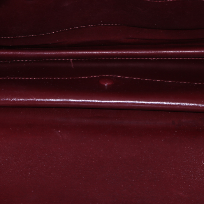 Pochette Hermès Faco en cuir box tricolore rouge bordeaux et bleu - Detail D2