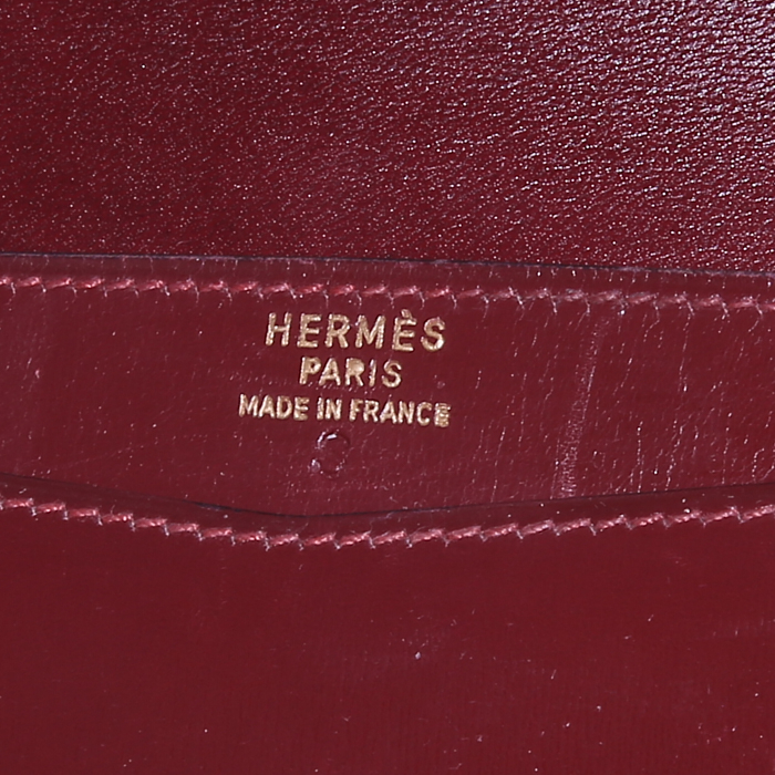 Pochette Hermès Faco en cuir box tricolore rouge bordeaux et bleu - Detail D3