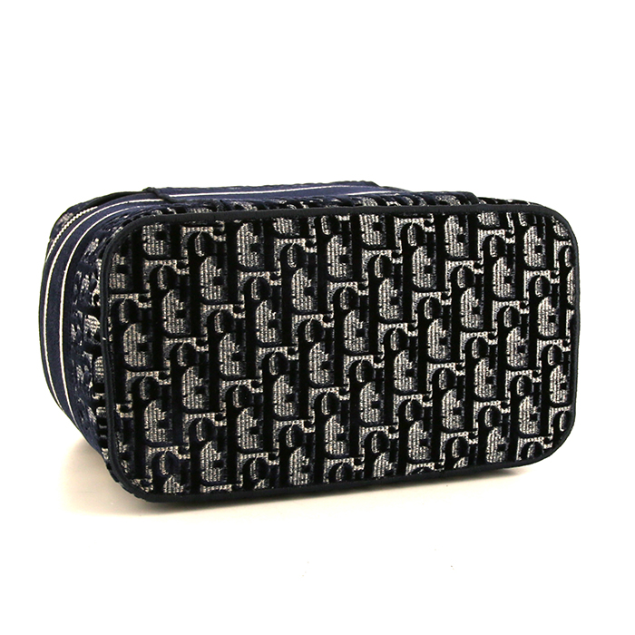 Dior Vanity case in blue and white monogram canvas and blue velvet - Detail D4