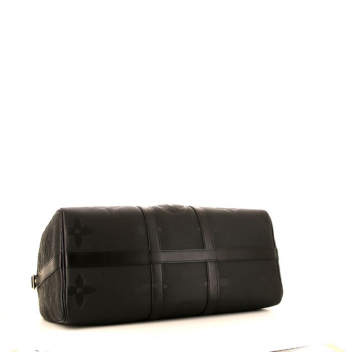 Sac de voyage Louis Vuitton Keepall 45 en cuir monogram noir - Detail D5