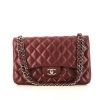 Chanel Timeless jumbo shoulder bag in burgundy quilted grained leather - 360 thumbnail