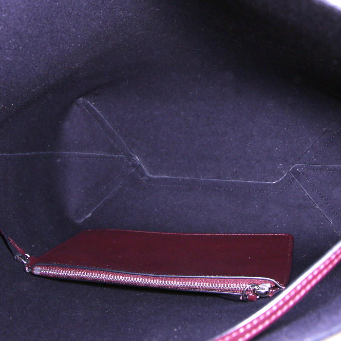 Celine Twisted Cabas en cuero tricolor, color burdeos, beige y rojo - Detail D2