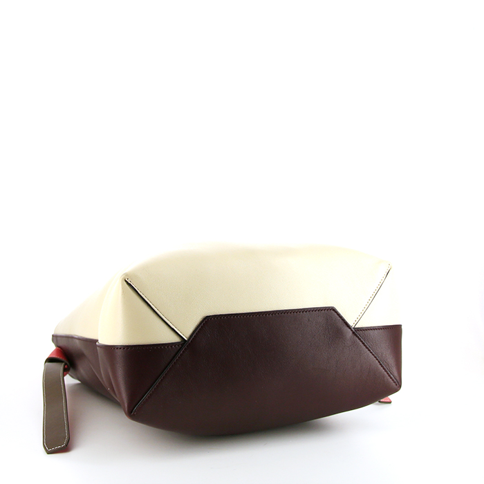 Celine Twisted Cabas en cuir tricolore , bordeaux beige et rouge - Detail D4