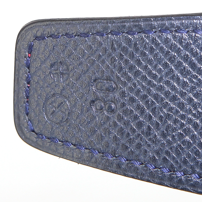 Hermès Ceinture H in pelle Courchevel blu - Detail D1