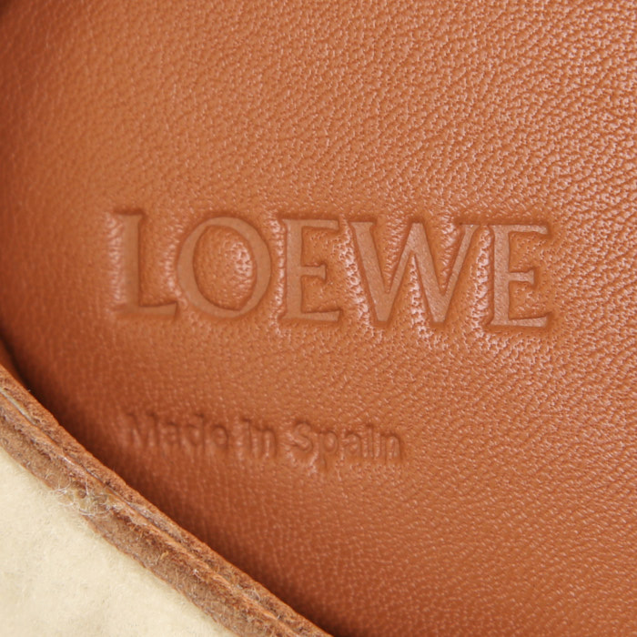Bolso Loewe Bunny en piel blanca y cuero marrón - Detail D3