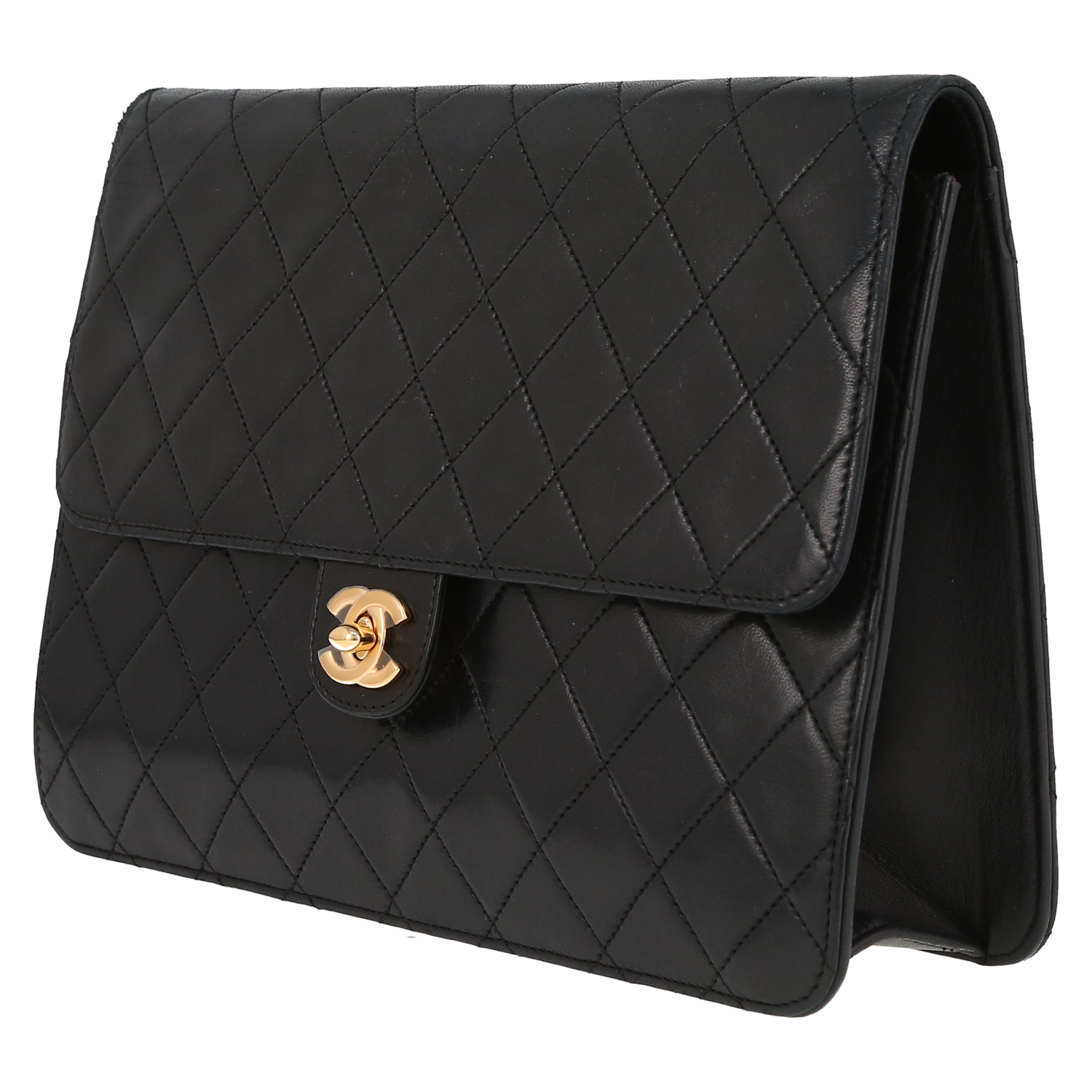 Bolso de mano Chanel  Vintage en cuero acolchado negro - Detail D3