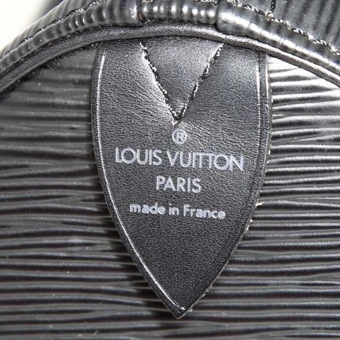 Sac à main Louis Vuitton Speedy 35 en cuir épi noir - Detail D3