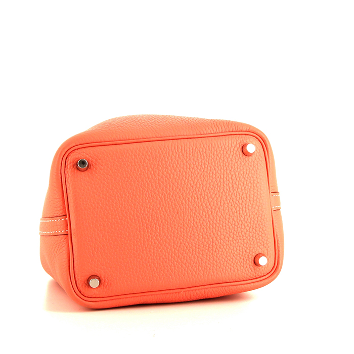 Borsa Hermes Picotin in pelle togo Rosa Gamberetto - Detail D4