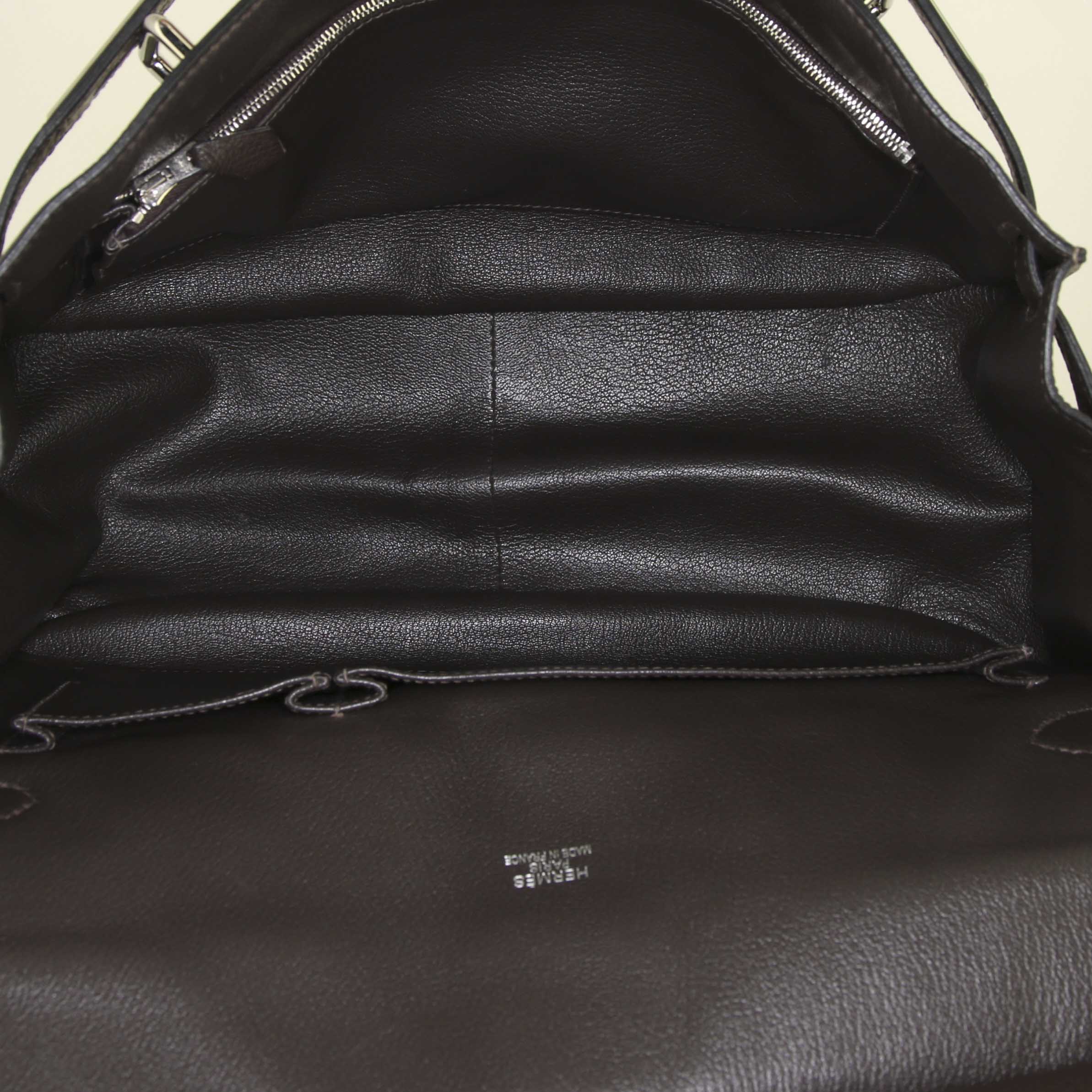 Borsa a tracolla Hermès  Jypsiere 37 cm in pelle taurillon clemence marrone - Detail D2
