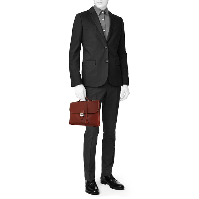 Porte-documents Hermès Sac à dépêches en cuir togo rouge-brique - Detail D1