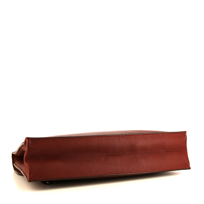 Porte-documents Hermès Sac à dépêches en cuir togo rouge-brique - Detail D4