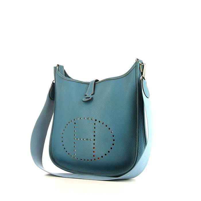 Hermes Shoulder Bag Evelyn 1GM Light Blue Leather 1721587