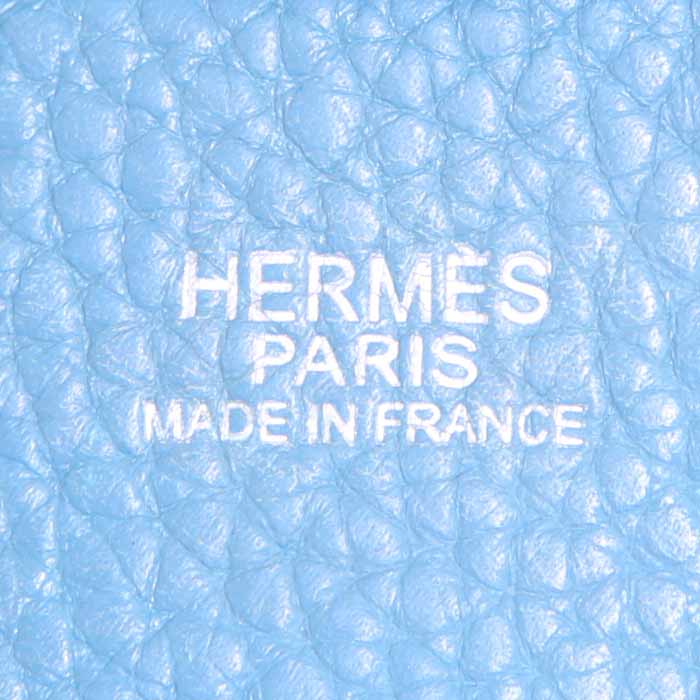 Hermes Evelyne small model shoulder bag in blue jean leather taurillon clémence - Detail D3