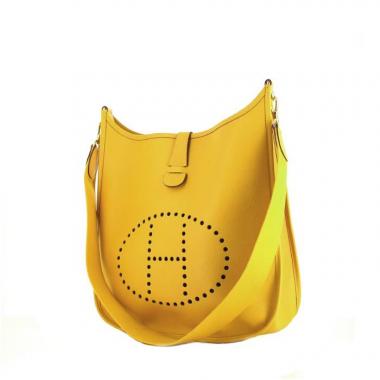 Bolso bandolera Hermes Evelyne modelo grande en cuero Courchevel Jaune d'Or